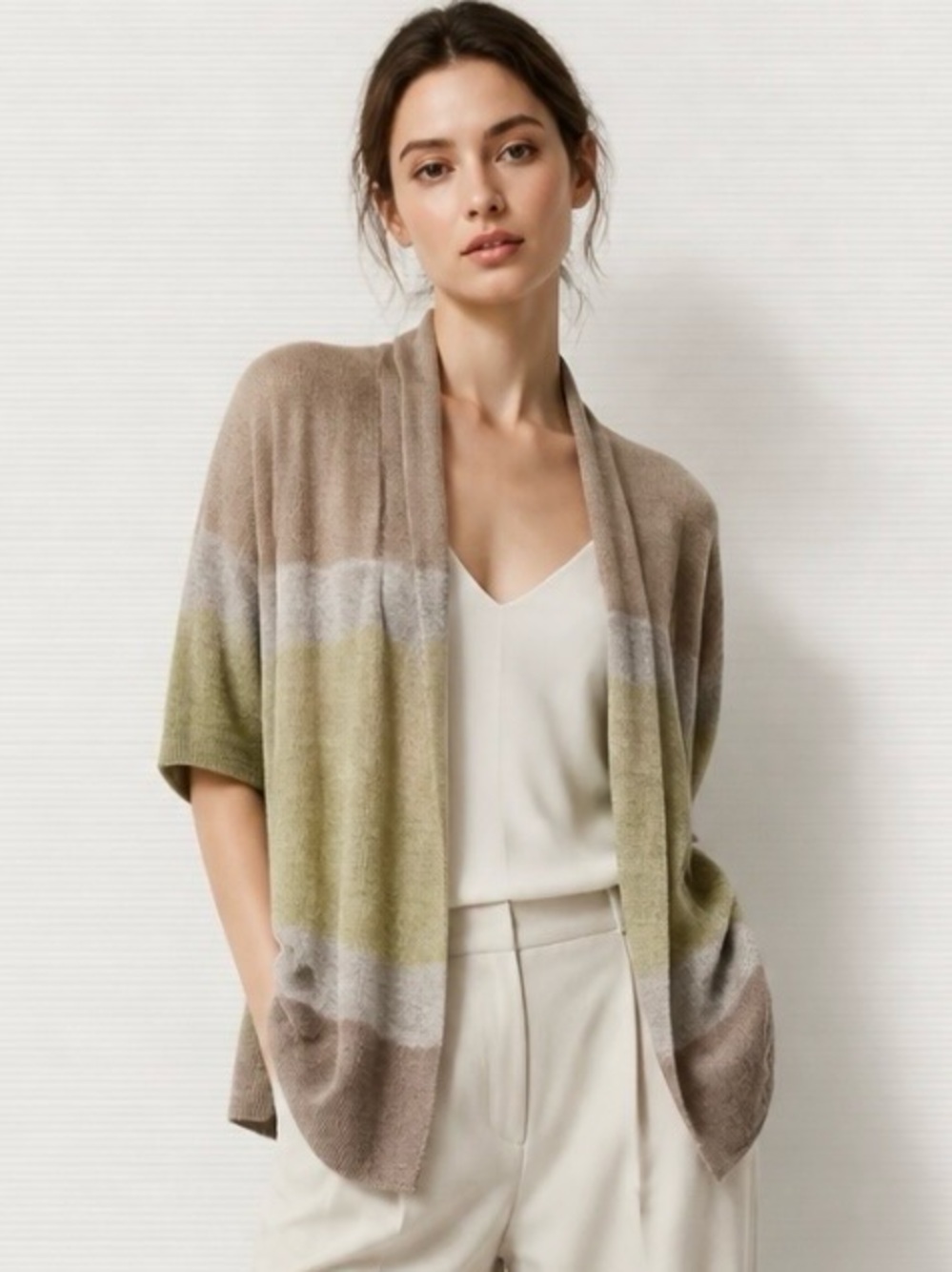 THEORY Sweater Lightweight Cotton Open Cardigan Shawl Collar